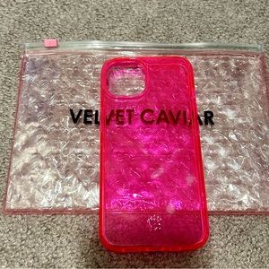 Velvet Caviar Neon Hot Pink iPhone 14 Case with Free Makeup Bag 📱